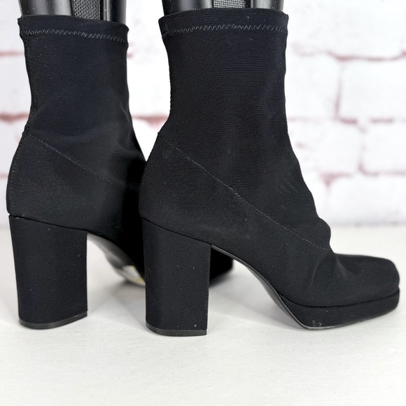 ENZO ANGIOLINI Size 6 Black Nylon Sock Ankle Boots Chunky Heels feels like 6.5 - Picture 9 of 15